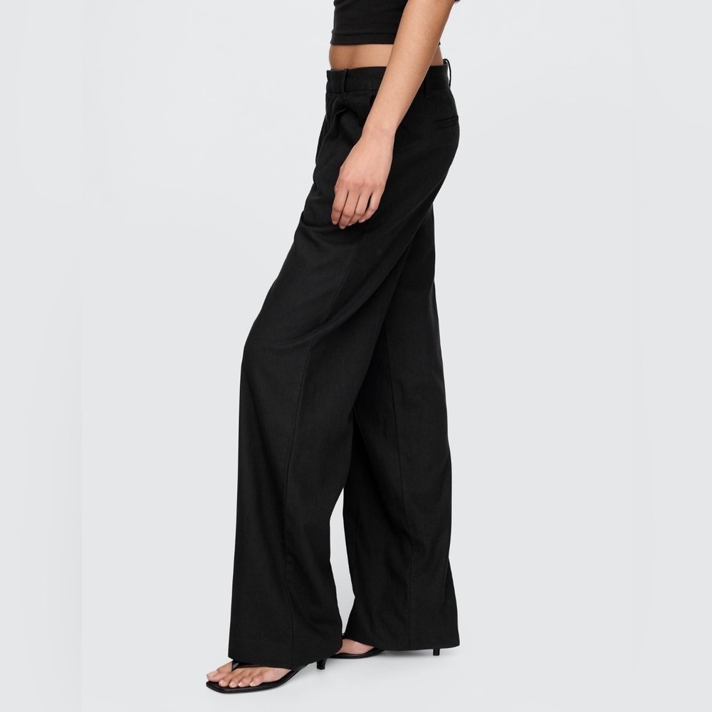 NWT! GAP Black 365 Low Rise Linen-Blend Trousers - Multiple Sizes 🩷 - Picture 3 of 9